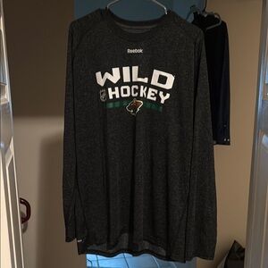 Reebok Dark Gray Wild Hockey Long Sleeve Tee